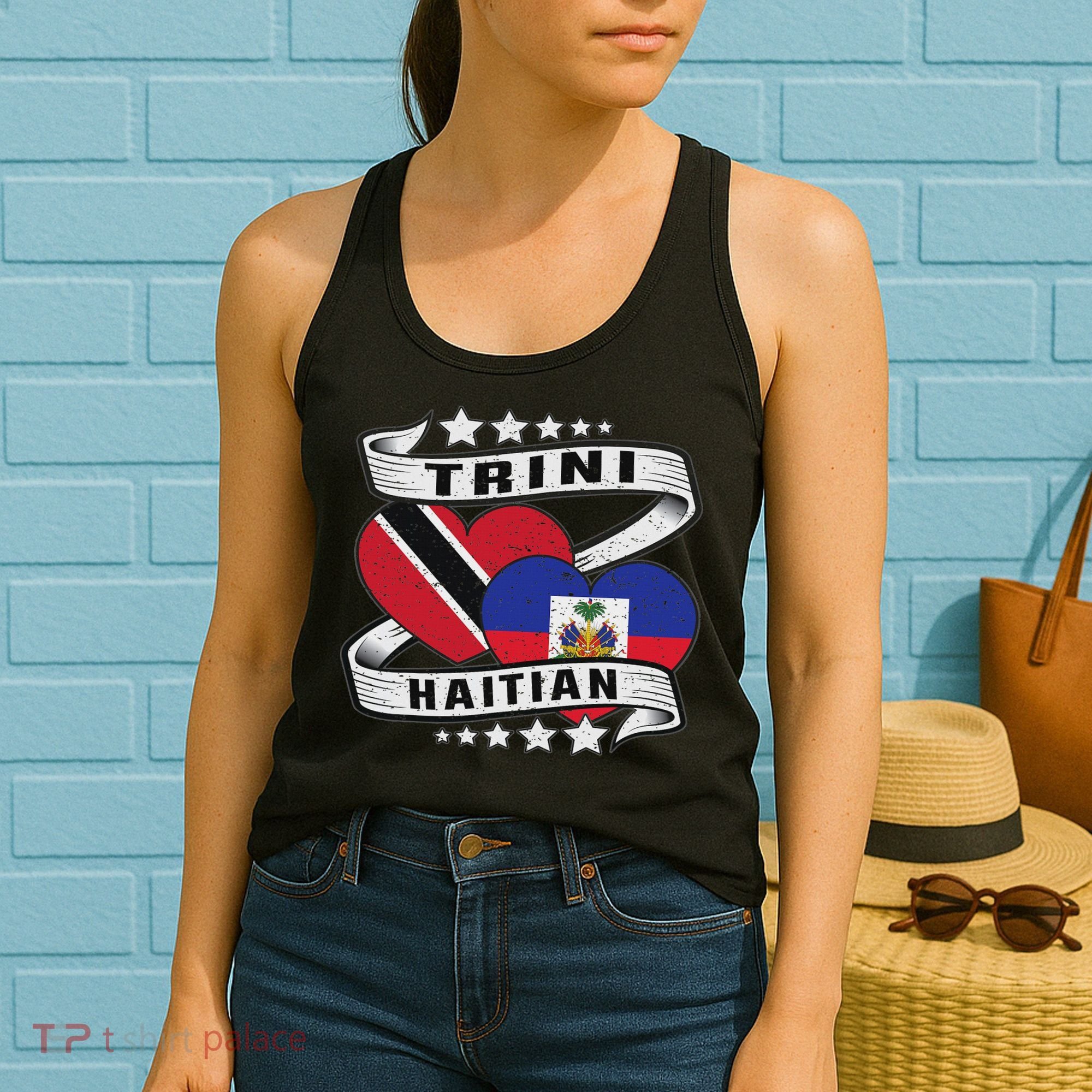 Haitian And Trini Half Trinidad & Tobago Haiti Flag Women's Tank Top