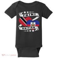 Haitian And Trini Half Trinidad & Tobago Haiti Flag Baby Bodysuit thumb 0