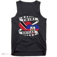 Haitian And Trini Half Trinidad & Tobago Haiti Flag Tank Top thumb 0
