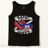 Haitian And Trini Half Trinidad & Tobago Haiti Flag Tank Top thumb 2