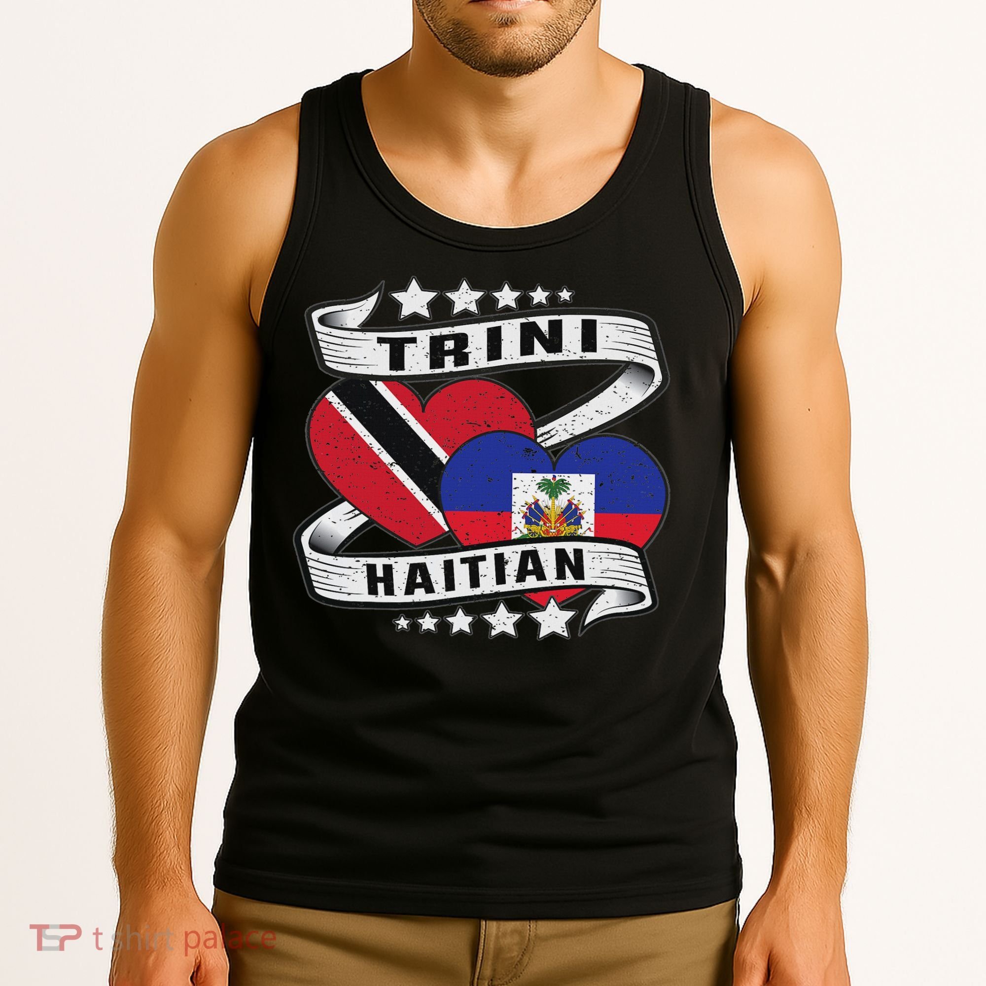 Haitian And Trini Half Trinidad & Tobago Haiti Flag Tank Top