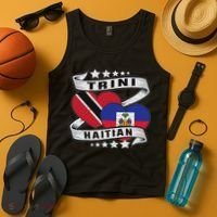 Haitian And Trini Half Trinidad & Tobago Haiti Flag Tank Top thumb 4