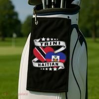 Haitian And Trini Half Trinidad & Tobago Haiti Flag Golf Towel thumb 2