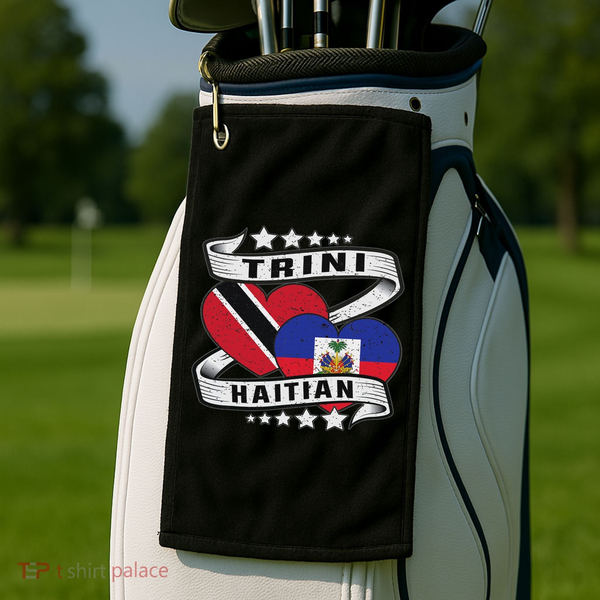 Haitian And Trini Half Trinidad & Tobago Haiti Flag Golf Towel