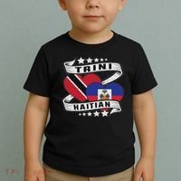 Haitian And Trini Half Trinidad & Tobago Haiti Flag Toddler T-Shirt thumb 2