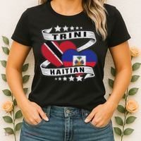 Haitian And Trini Half Trinidad & Tobago Haiti Flag Women's T-Shirt thumb 2