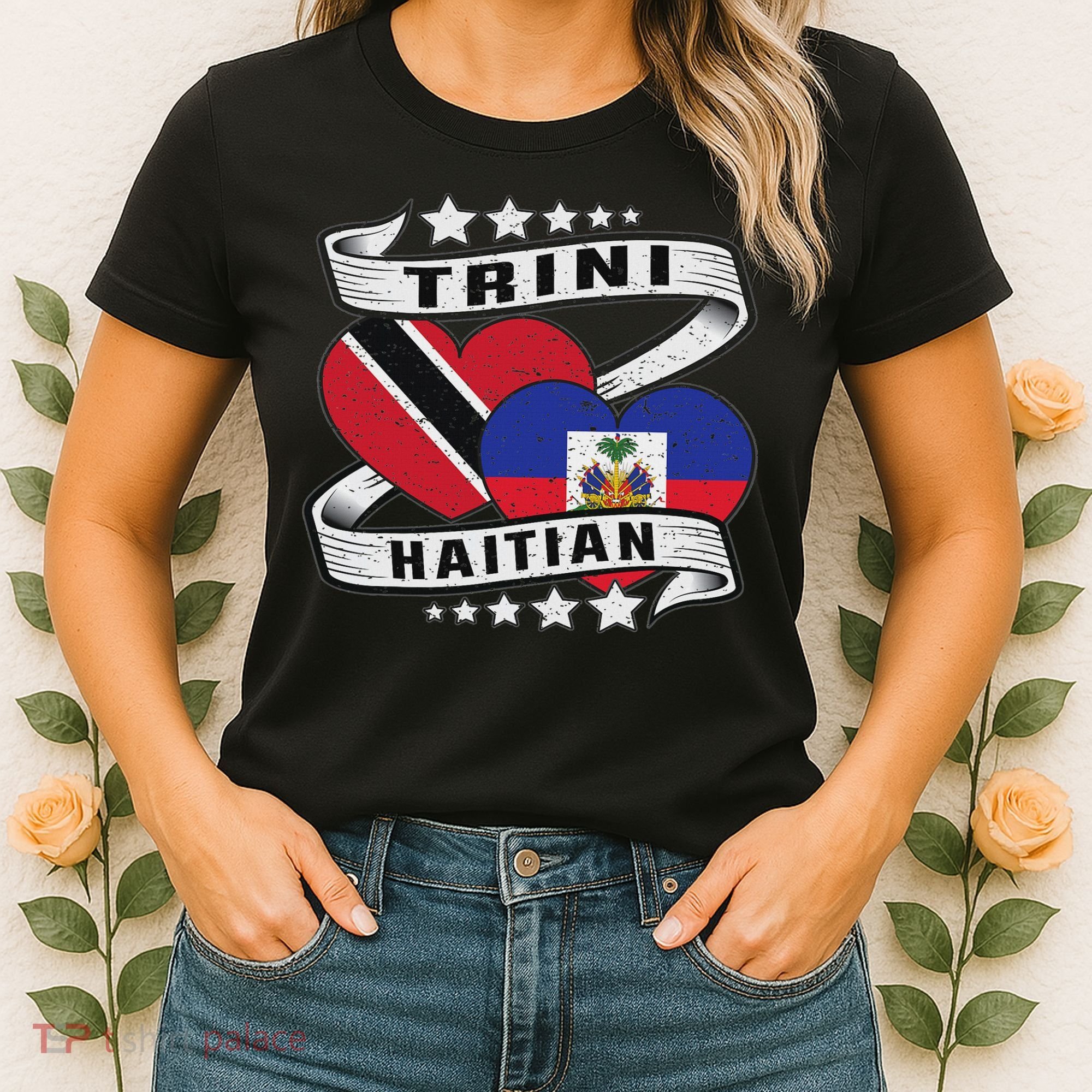 Haitian And Trini Half Trinidad & Tobago Haiti Flag Women's T-Shirt