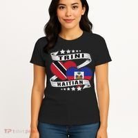Haitian And Trini Half Trinidad & Tobago Haiti Flag Women's T-Shirt thumb 4