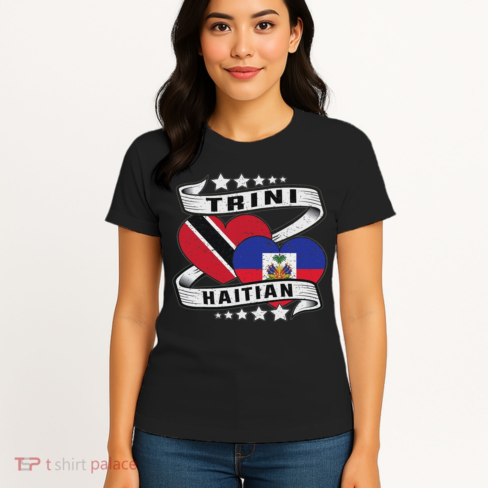 Haitian And Trini Half Trinidad & Tobago Haiti Flag Women's T-Shirt