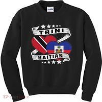 Haitian And Trini Half Trinidad & Tobago Haiti Flag Kids Sweatshirt thumb 0