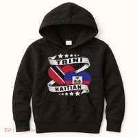 Haitian And Trini Half Trinidad & Tobago Haiti Flag Kids Hoodie thumb 0