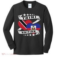 Haitian And Trini Half Trinidad & Tobago Haiti Flag Kids Long Sleeve Shirt thumb 0