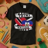 Haitian And Trini Half Trinidad & Tobago Haiti Flag Kids T-Shirt thumb 3