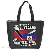 Haitian And Trini Half Trinidad & Tobago Haiti Flag Tote Bag thumb 0