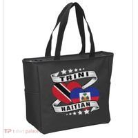 Haitian And Trini Half Trinidad & Tobago Haiti Flag Tote Bag thumb 2