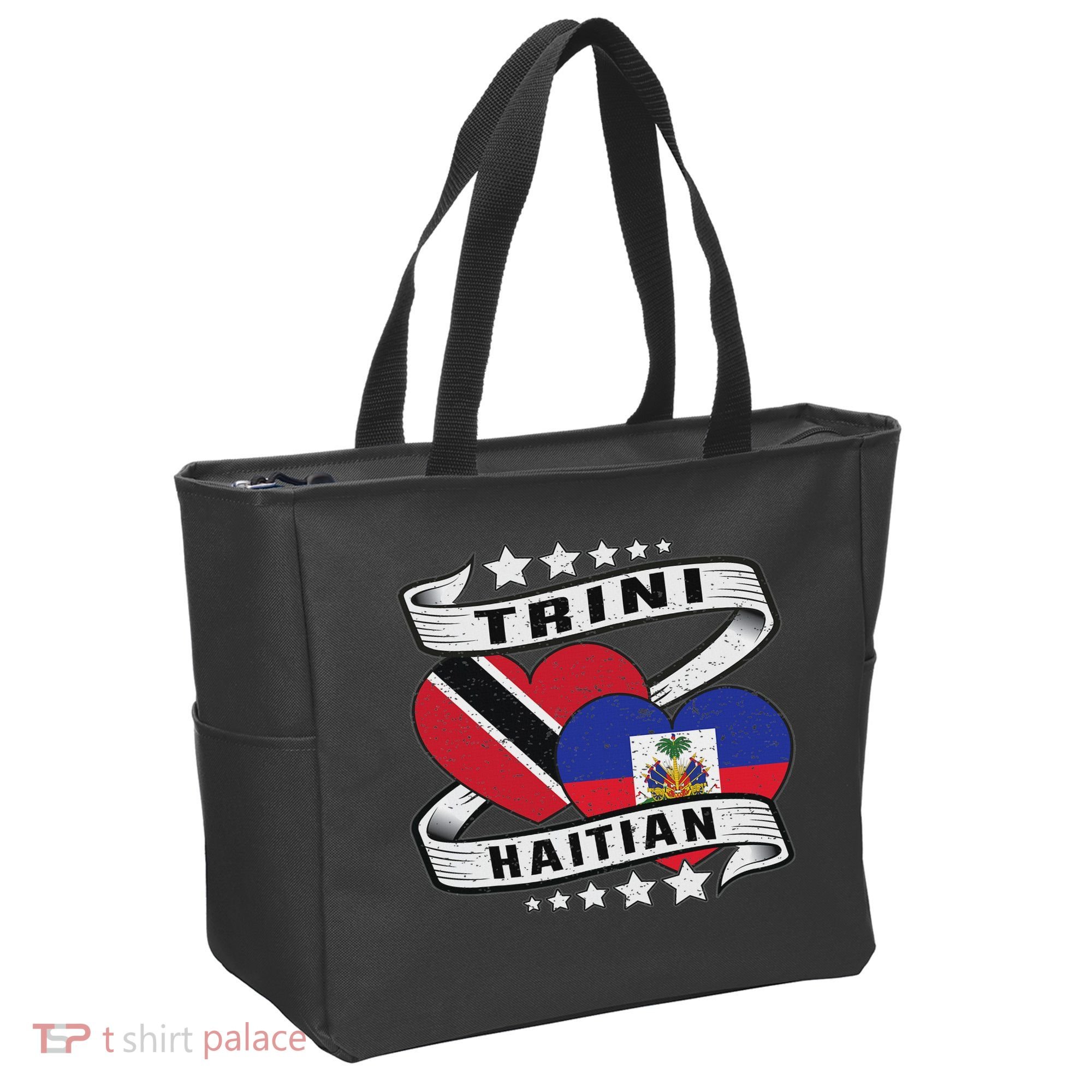 Haitian And Trini Half Trinidad & Tobago Haiti Flag Tote Bag