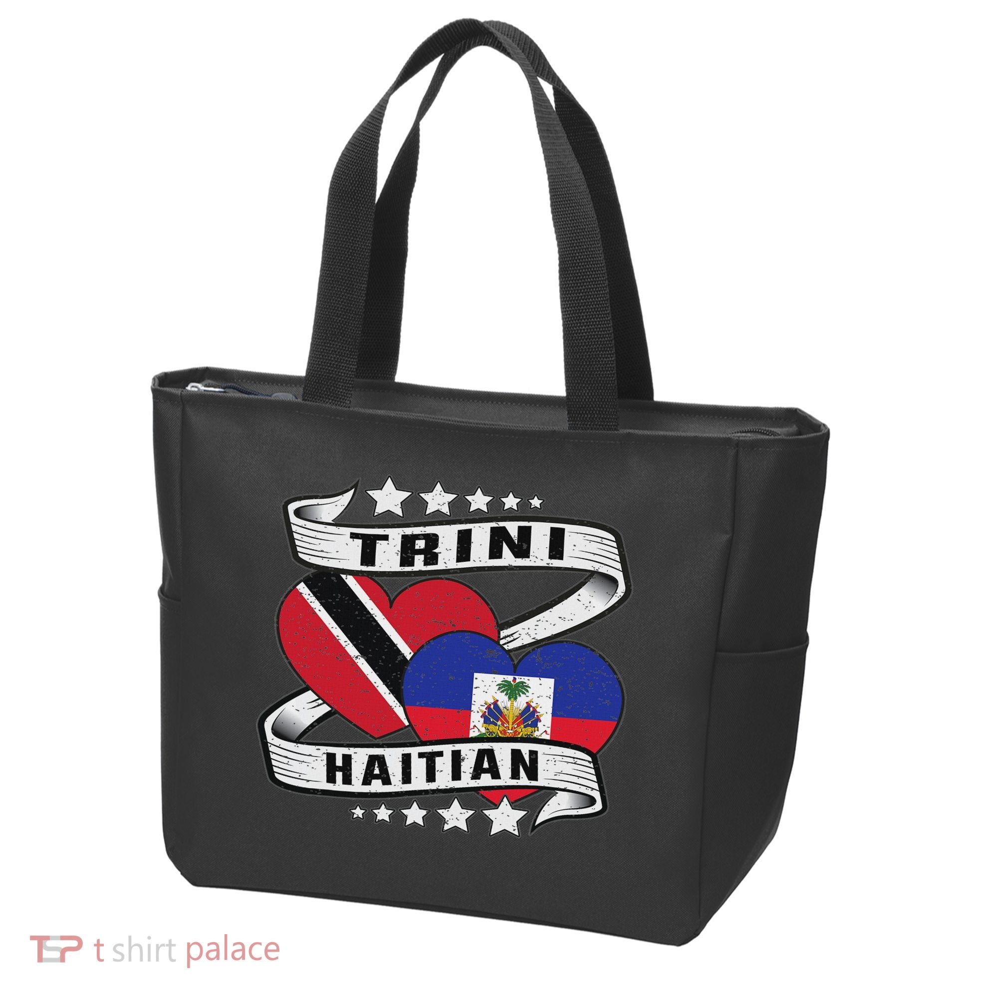 Haitian And Trini Half Trinidad & Tobago Haiti Flag Tote Bag