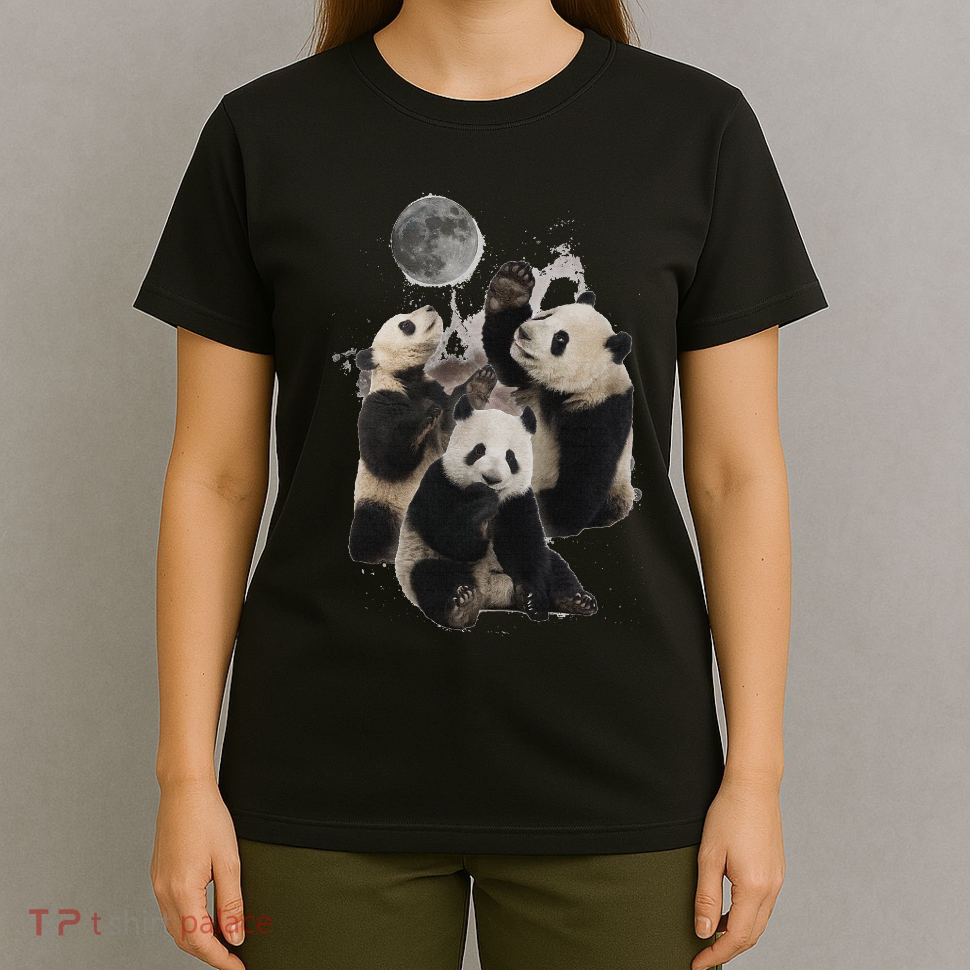 Howling At The Moon Funny Panda Panda T-Shirt