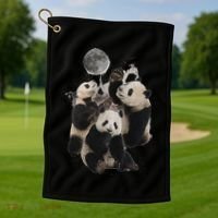 Howling At The Moon Funny Panda Panda Golf Towel thumb 1