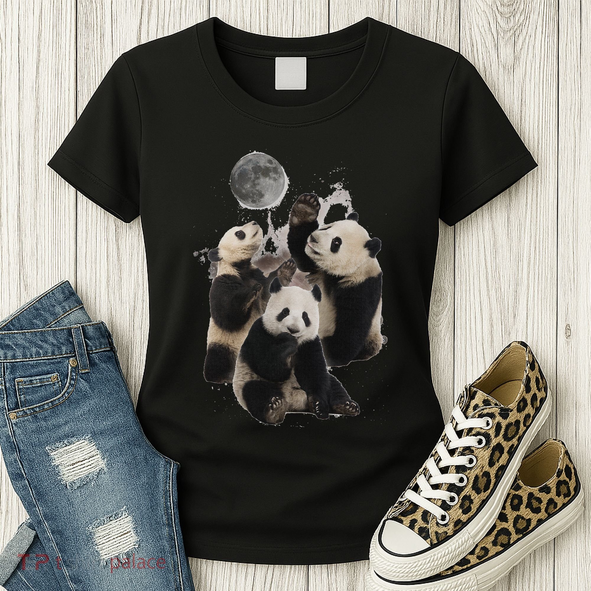 Howling At The Moon Funny Panda Panda Women's T-Shirt