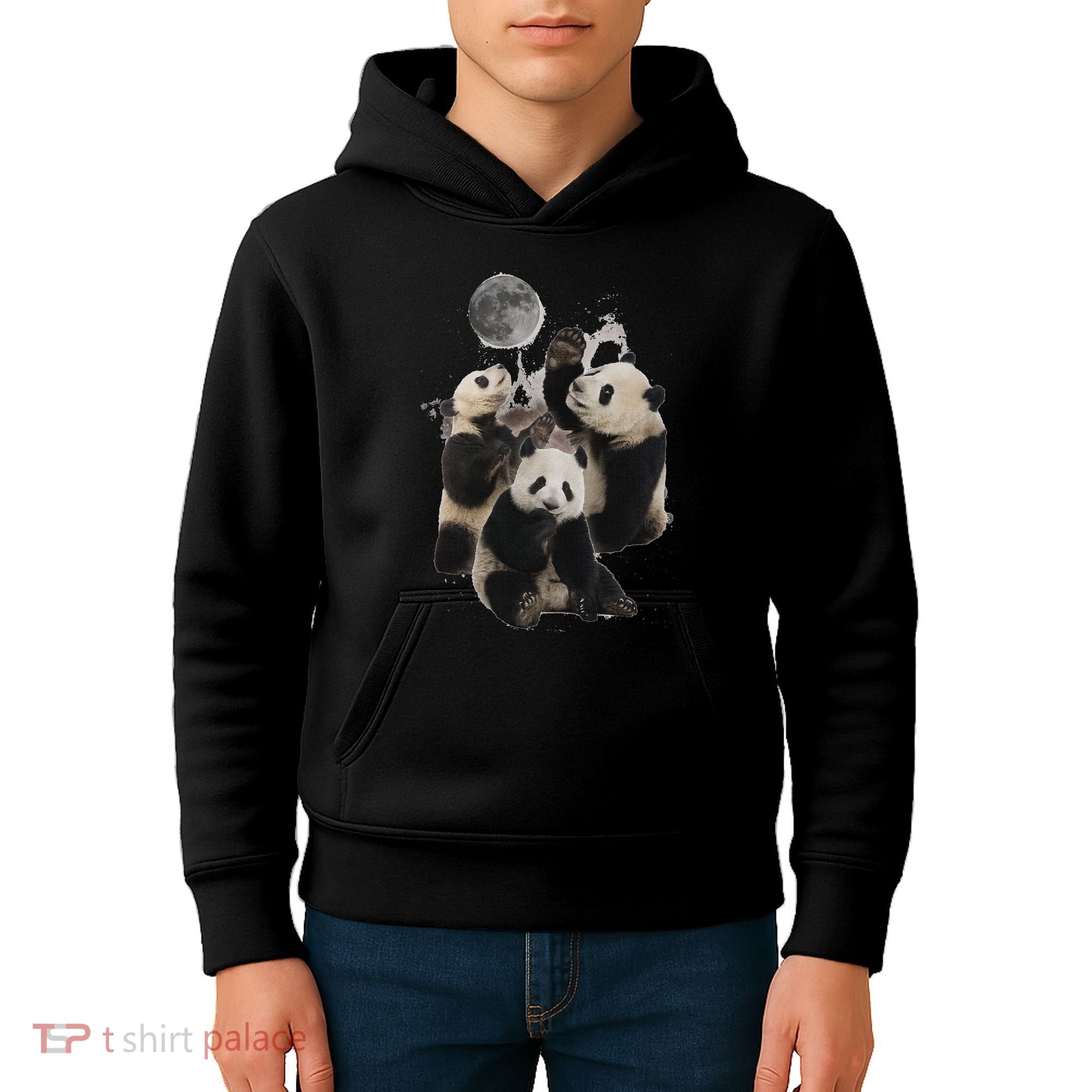 Howling At The Moon Funny Panda Panda Kids Hoodie