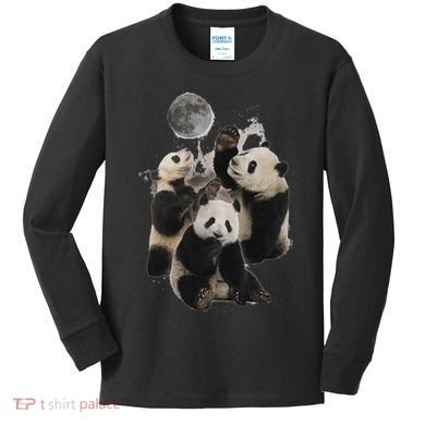 Howling At The Moon Funny Panda Panda Kids Long Sleeve Shirt