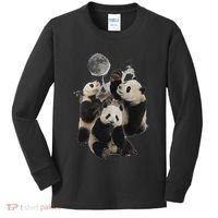 Howling At The Moon Funny Panda Panda Kids Long Sleeve Shirt thumb 0