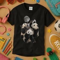 Howling At The Moon Funny Panda Panda Kids T-Shirt thumb 3