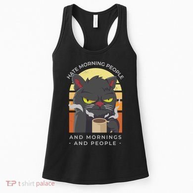 Hate Morning People Cat Funny Women's Tank Top