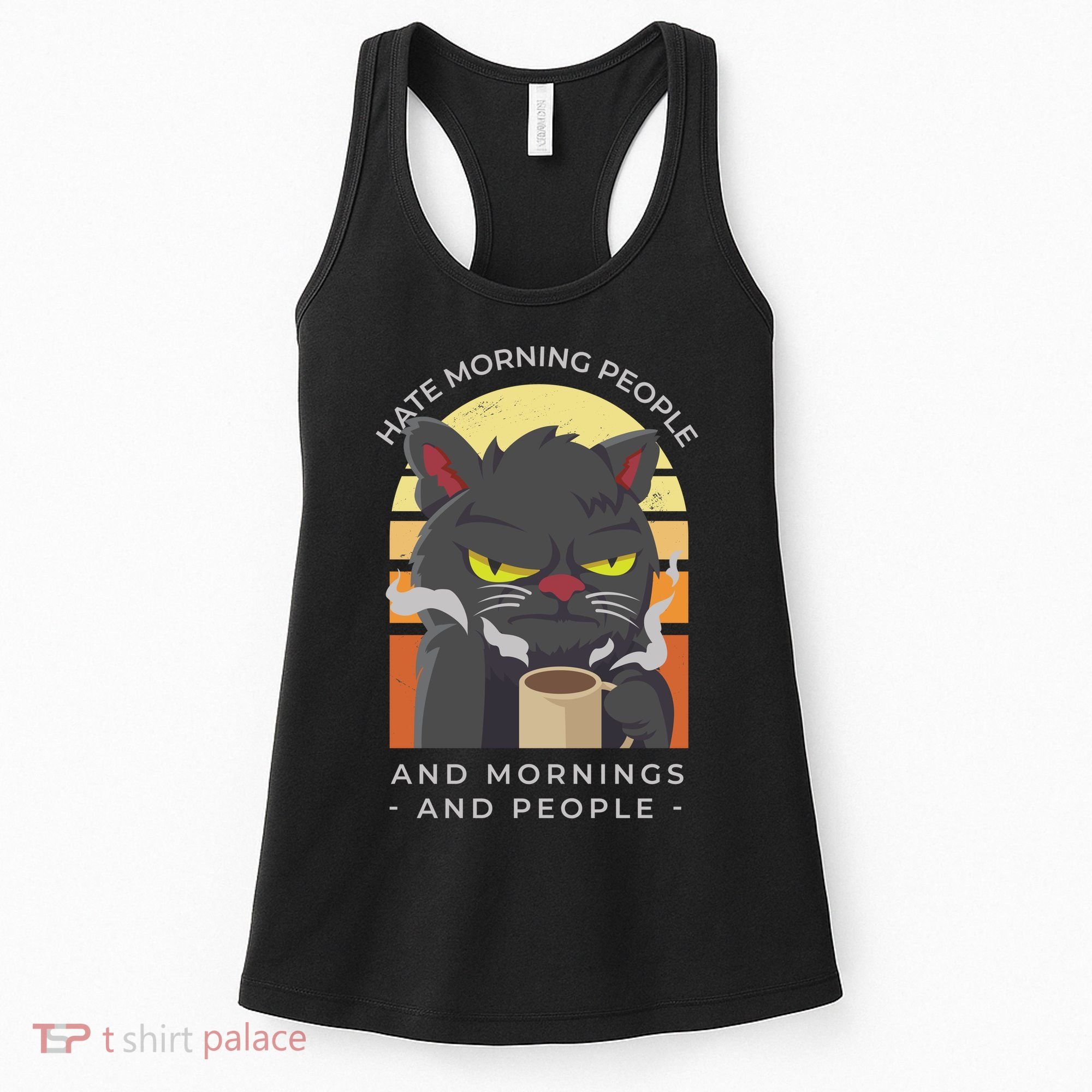 Hate Morning People Cat Funny Women's Tank Top