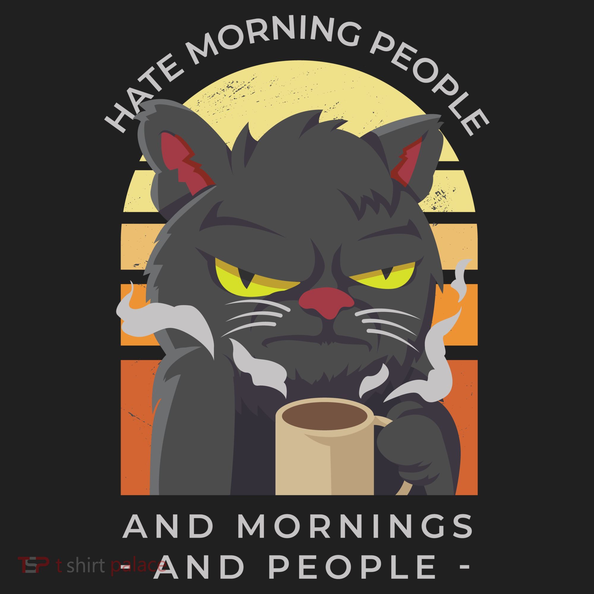 Hate Morning People Cat Funny Golf Towel