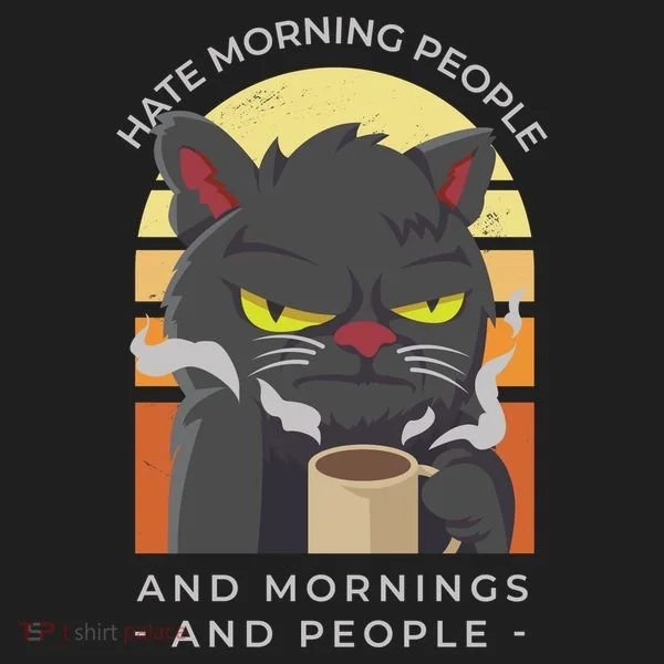 Hate Morning People Cat Funny Golf Towel