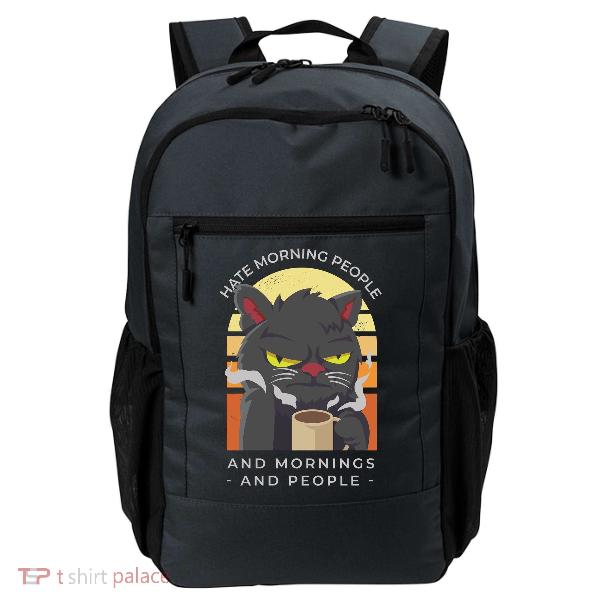 Hate Morning People Cat Funny Backpack
