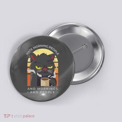 Hate Morning People Cat Funny Button