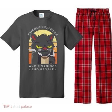 Hate Morning People Cat Funny Pajama Set
