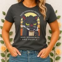 Hate Morning People Cat Funny Women's T-Shirt thumb 2
