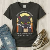 Hate Morning People Cat Funny Women's T-Shirt thumb 3