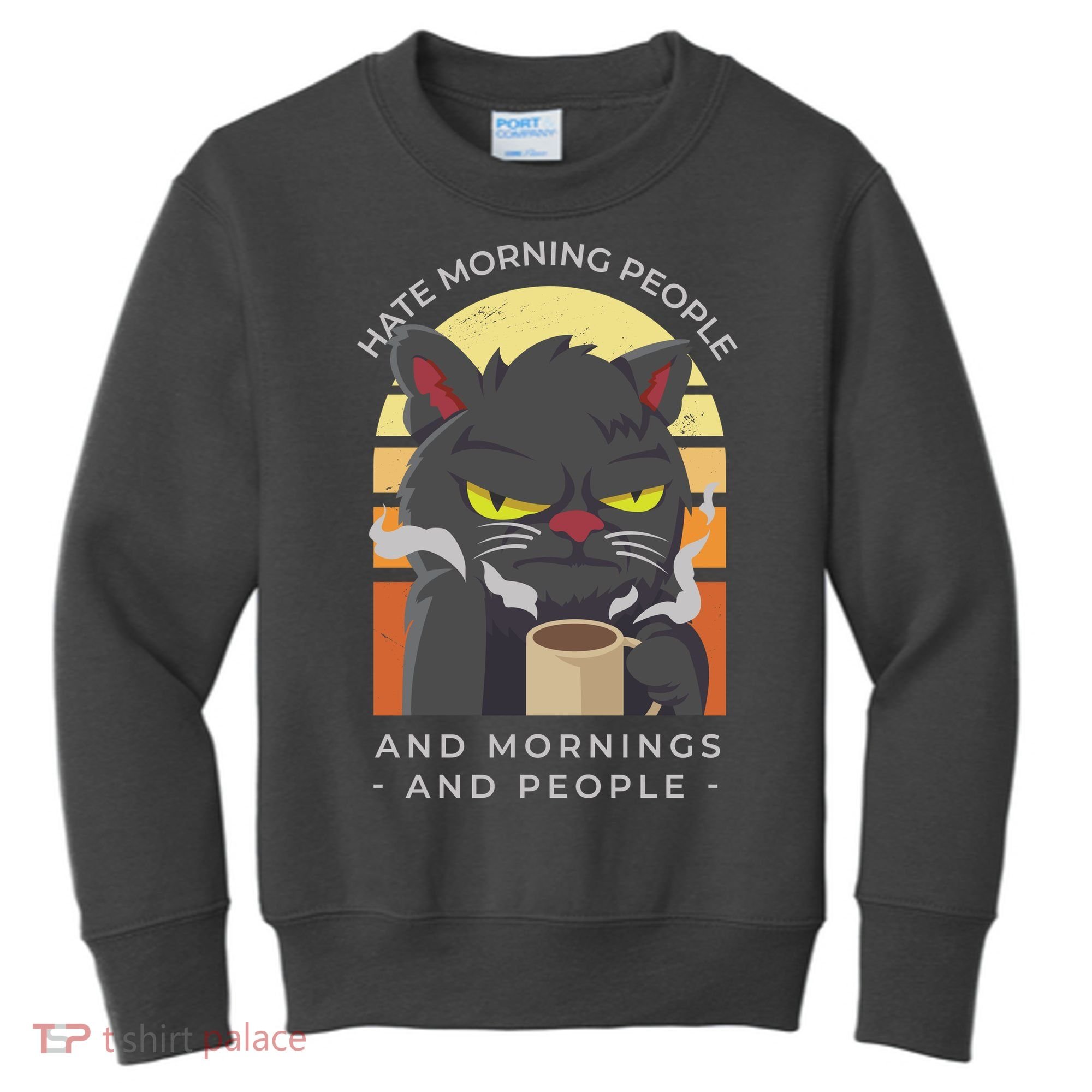 Hate Morning People Cat Funny Kids Sweatshirt