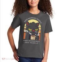 Hate Morning People Cat Funny Kids T-Shirt thumb 2