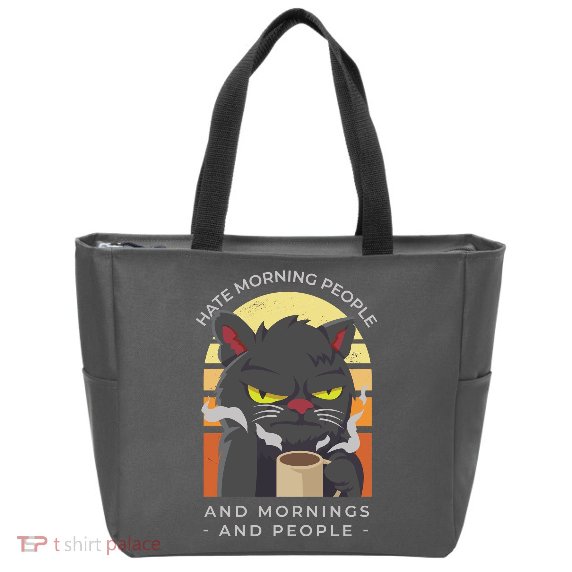 Hate Morning People Cat Funny Tote Bag