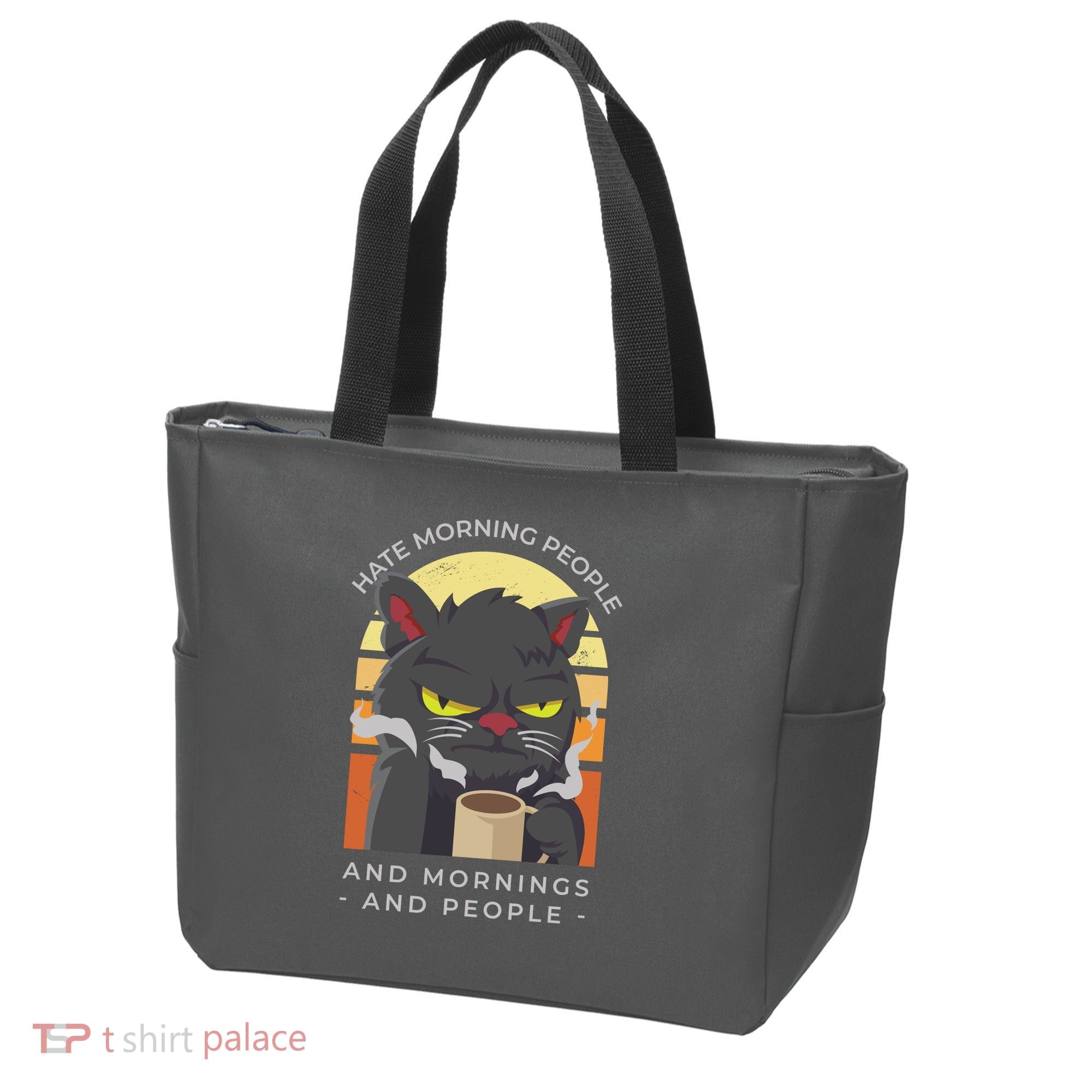 Hate Morning People Cat Funny Tote Bag