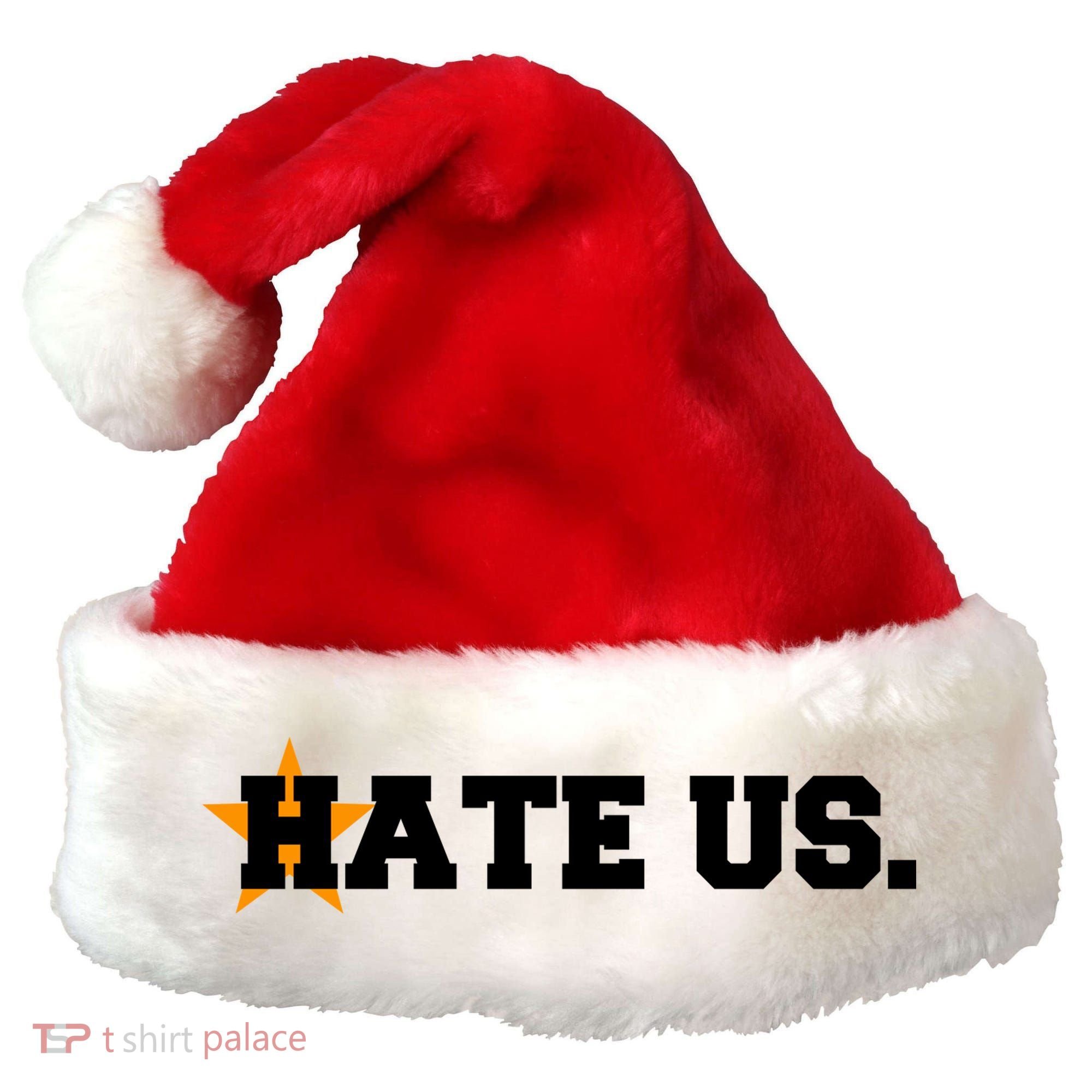 Hate Us Houston Baseball Star Santa Hat