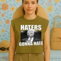Haters Gonna Hate Trump Garment-Dyed Women's Muscle Tee thumb 4
