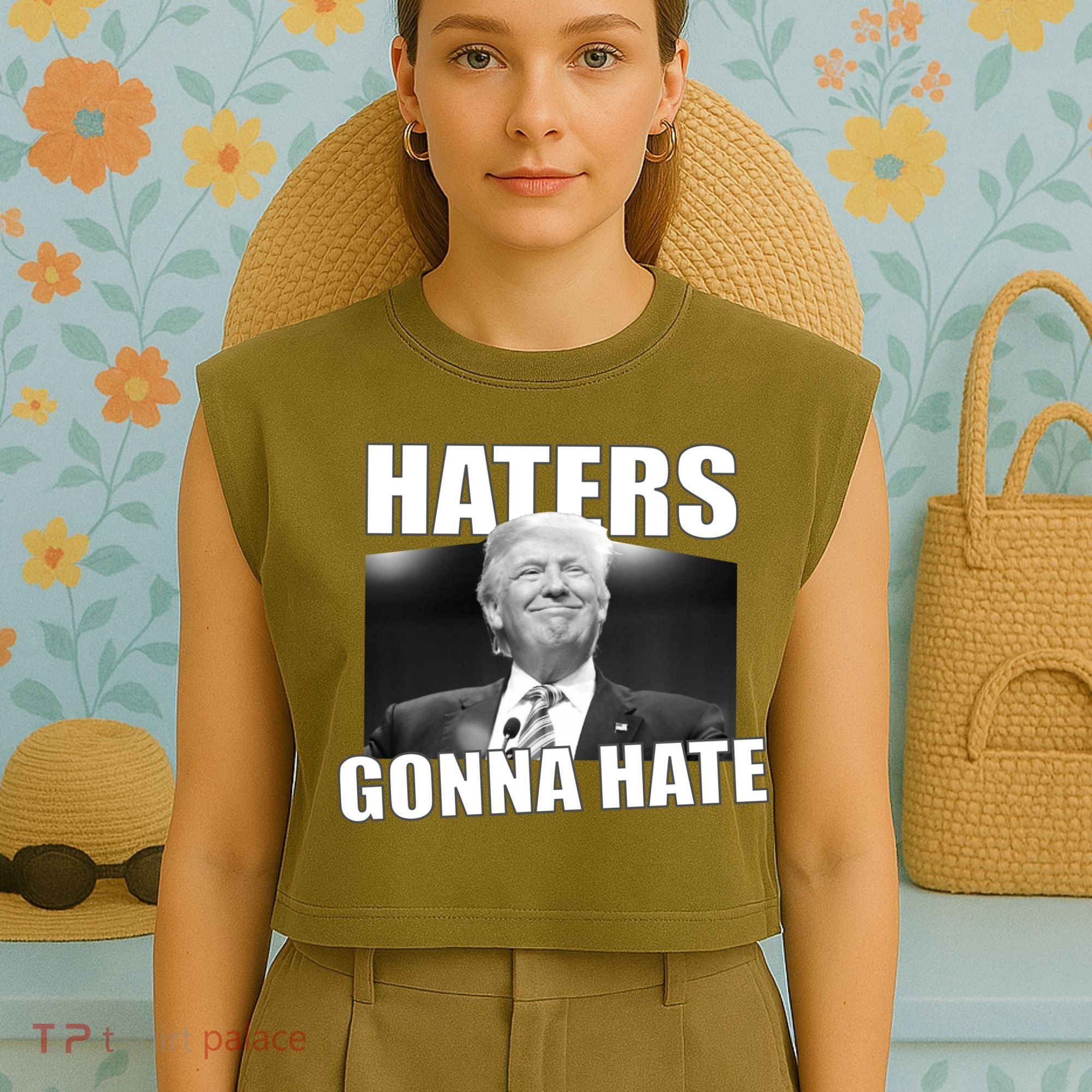 Haters Gonna Hate Trump Garment-Dyed Women's Muscle Tee