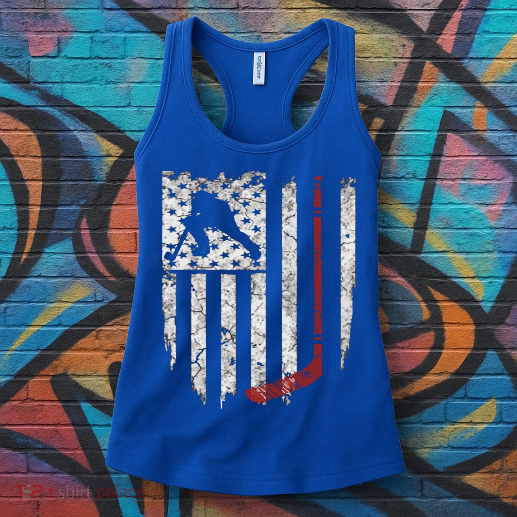 Hockey American Usa Flag Gift Mens Tee Gift Women's Tank Top