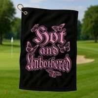 Hot And Unbothered Butterfly Quote Golf Towel thumb 1