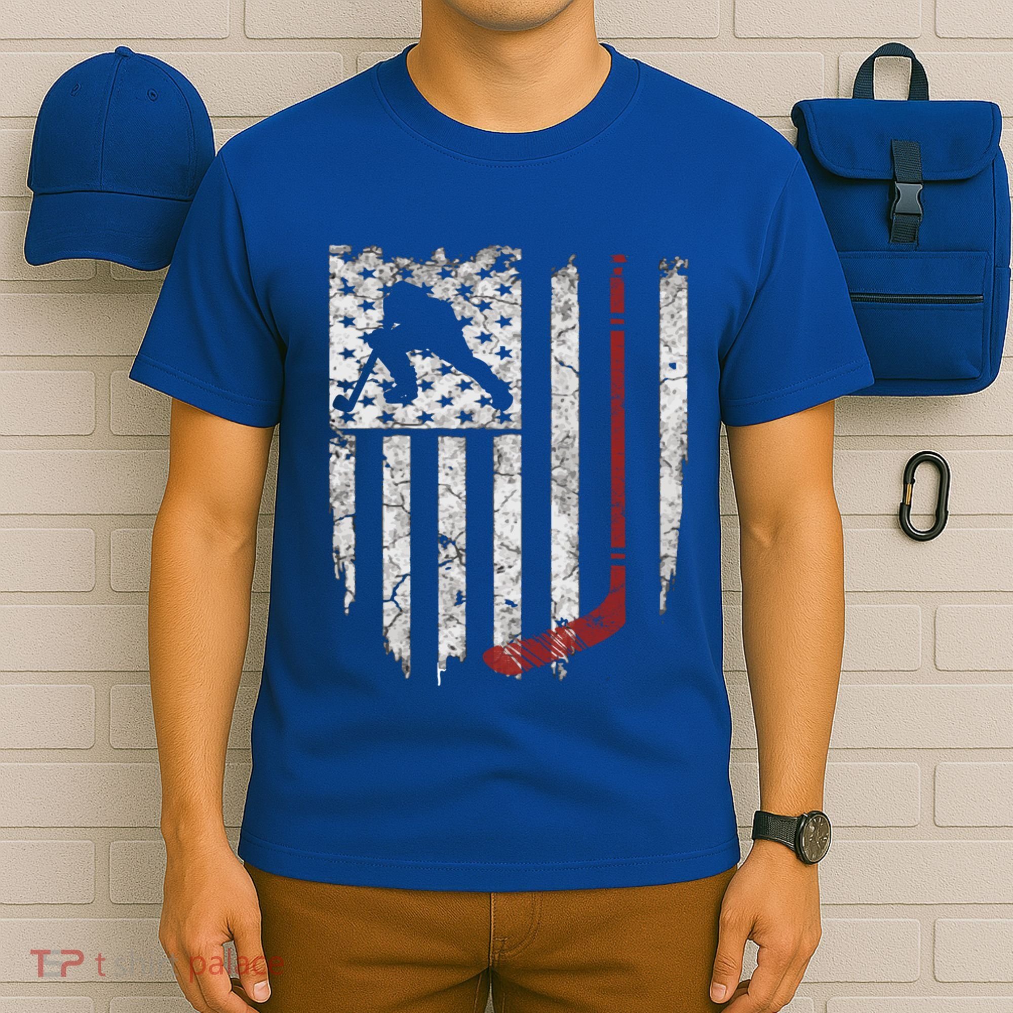Hockey American Usa Flag Gift Gift T-Shirt