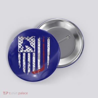 Hockey American Usa Flag Gift Gift Button