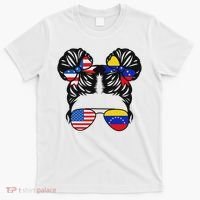 Half American Venezuelan Girl Usa Venezuela Flag Patriot T-Shirt thumb 0