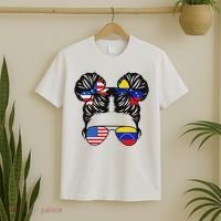 Half American Venezuelan Girl Usa Venezuela Flag Patriot T-Shirt thumb 2